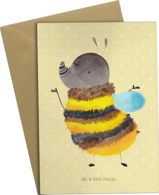 Produktbild von Mr. & Mrs. Panda Grußkarte Hummel flauschig - Gelb Pastell - Geschenk, Biene, einladungskarten, hochzeitskarten, Lustige Sprüche, weihnachtskarten, neujahrskarte, Blume
