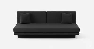 Immagine prodotto di Divano moderno a tre posti nero, stile minimalista, angoli arrotondati