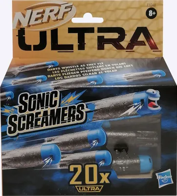 Obrázek produktu pro Hasbro F1048 Nerf Ultra Sonic Screamers, šipky sviští vzduchem, modrá černá, balení 20 ks