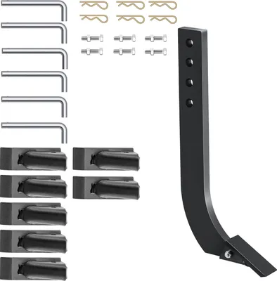 Produktbild von SucceBuy 18" Kastenklingenschaft, 4-Loch-Kastenschaberschaft, Aufreißerschaft, verstellbar, abnehmbare konische Zähne und Stifte, 6 Stück, Graben, Pflügen