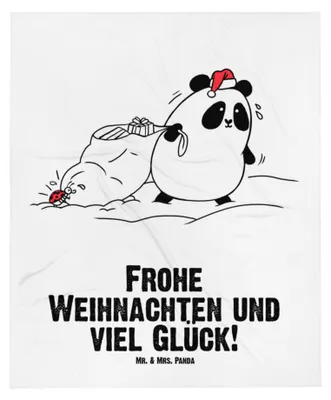 Produktbild von Mr. & Mrs. Panda Babydecke Panda Weihnachten - Weiß - Geschenk, Schlummerdecke, Fleecedecke, Erstlingsdecke, Kinderwagendecke, Plaid