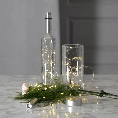 Produktbild von Star Trading LED-Draht-Lichterkette "Dew Drops" 15er warm weiss silber mit batteri