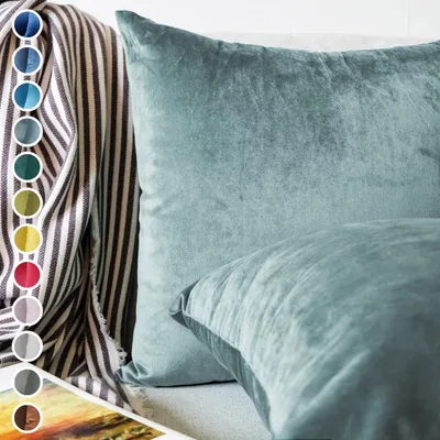 Produktbild von Lionmood Premium Samt Kissenbezug Türkis 45x45cm -1er- Velvet Kissenhülle mit Reißverschluss - Modernes Design, Weich, Einfarbig für Sofa