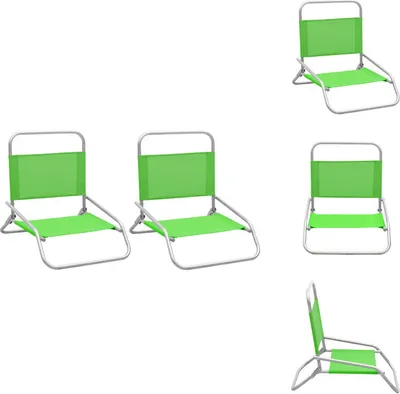 Image de vidaXL Chaises de plage pliantes 2 pcs. Vert Tissu - Chaises de jardin