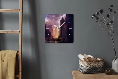 Produktbild von Coloray Hodiny Unikátní 30x30 cm  Tiché hodiny Pro obývací pokoj a kuchyň Nástěnné hodiny Plátno Bílé ručičky hodin - Horské mraky