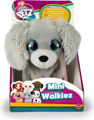A plush toy dog in its retail packaging.