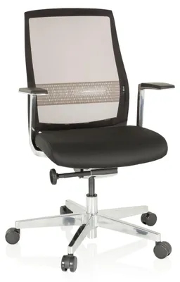 Produktbild von hjh OFFICE High End Bürostuhl FOUNTAINE PRO Ergonomischer Schreibtischstuhl mit Armlehnen Stoff / Netzstoff Schwarz Drehstuhl für Büro, Zuhause