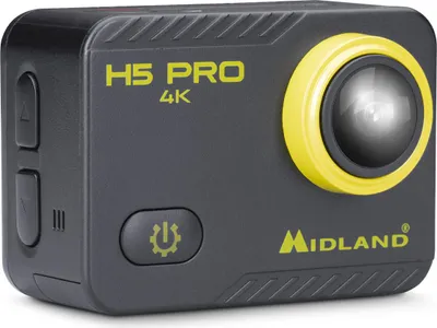 Immagine prodotto di Midland Action Camera H5 Pro - Videocamera Leggera Ultra HD 4K, Fotocamera con grandangolo 140°, Wi-Fi, Display LCD, Cycle Recording e Custodia Impermeabile Fino a 30 Metri - Nero/Giallo