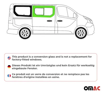 Produktbild von Seitenfenster Schiebefenster für Fiat Talento 2016-2020 Rechts Auto L1L2 Schwarz