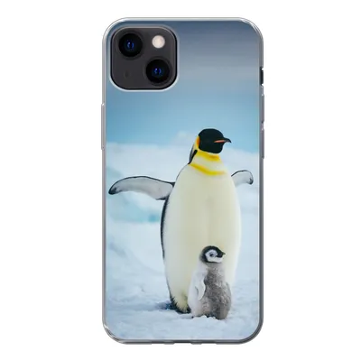Produktbild von MuchoWow® Handyhülle Schutzhülle Hülle für iPhone 13 Kaiserpinguin mit Jungen Silikon Softcase Handy Hülle - Karteninhaber