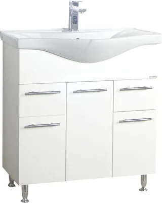 Produktbild von VCM 2-tlg. Waschplatz|  Waschtisch Unterschrank 75 cm | Badmöbel Set mit Waschbecken | praktische Schubladen und Drehtüren | Komplett Lisalo XL
