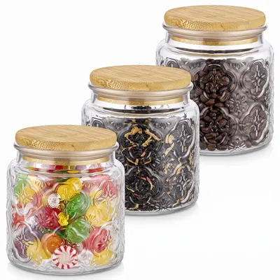 Glasbehälter 500 ml, 3er-Set stapelbar für Tee, Kaffee, Zucker