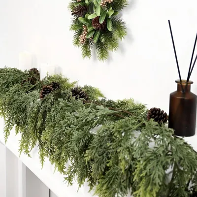 Kunstzedernslinger 2 m, grün, für Weihnachtsdekoration