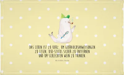 Produktbild von Mr. & Mrs. Panda Handtuch 50x100 Robbe Sherlock - Gelb Pastell - Geschenk, Flauschtuch, Frotteehandtuch, frottierhandtuch, Lustige Sprüche, frottee