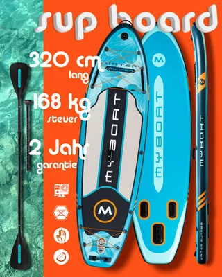 Produktbild von Ultraleichtes & stabiles Yoga Sup 320cm für 1 oder 2 Personen von MyBoat Water Runner Stand Up Paddle Board inkl. 1 zusätzliches Paddelblatt, Rucksack