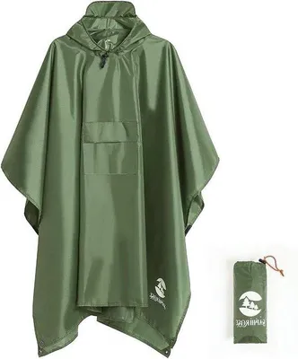 Produktbild von Famanu Multifunktionaler Wasserdichter Poncho mit Kapuze für Erwachsene - Regenjacke Sonnenschutz - 20 x 140 cm Polyester