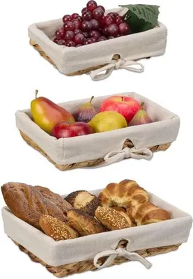 Immagine prodotto di set di 3 cestini per il pane con inserto in tessuto