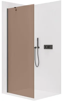 Immagine prodotto di CERANO - Box doccia Walk-in Onyx Y L/P - 8 mm - nero opaco, vetro bronzo - 50x200 cm