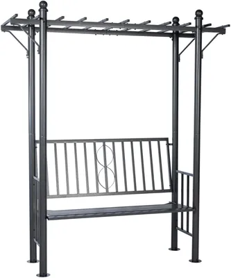 Zdjęcie produktu dla Brama Rosenbogen Luvio z ławką ogrodową | Kolor: antracyt | Wymiary: 186x66x221 cm
