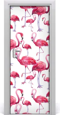 Produktbild von Tulup Türaufkleber 75x205 cm Dekorative Aufkleber Selbstklebend Wasserdichte Tapete Abnehmbar Schlafzimmer Wohnzimmer Wohnkultur - Flamingos Wand