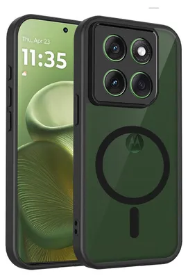 Immagine prodotto di Custodia magnetica per Motorola Edge 60 Fusion, custodia rigida traslucida in PC con cornice morbida in TPU Nero