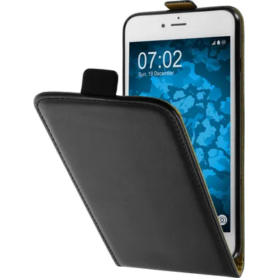 Produktbild von PhoneNatic Kunst-Lederhülle kompatibel mit Apple iPhone 8 Plus - Flip-Case schwarz + 2 Schutzfolien