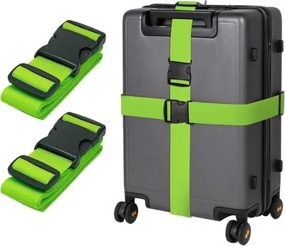 Produktbild von Famanu Gepäckriemen Set – 2 verstellbare Gepäckgurte von 198 cm für Koffer und Reisetaschen