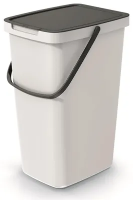 Produktbild von BirnePower Mülleimer 25L Hellgrau Systema Q Collect Abfalleimer mit Deckel Wandmontage