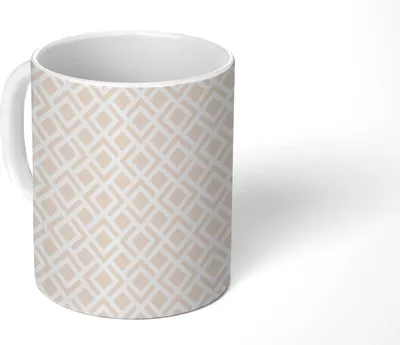Produktbild von MuchoWow® Tasse Kaffeetasse Kaffeebecher 350 ml Muster - Abstrakt - Beige - Geometrisch Teetasse - Fototasse - Becher - Keramikbecher - Teebecher - Kaffeetasse - Bürotasse