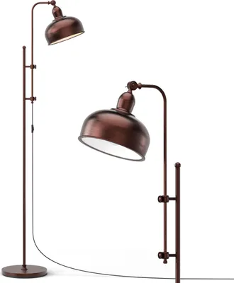 Imagen del producto de Lámpara de pie COSTWAY, con altura ajustable de 133 cm a 166 cm, cabezal y estructura de metal, estilo rústico, ideal para lectura, lámpara de pie de diseño industrial