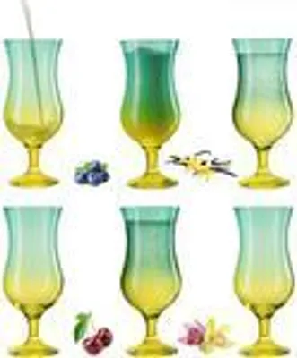 Produktbild von PLATINUX Cocktailgläser Grün-Gelb Set 6 Stück Bunt 400ml (max. 470ml) Longdrinkgläser Partygläser Hurricanegläser Groß