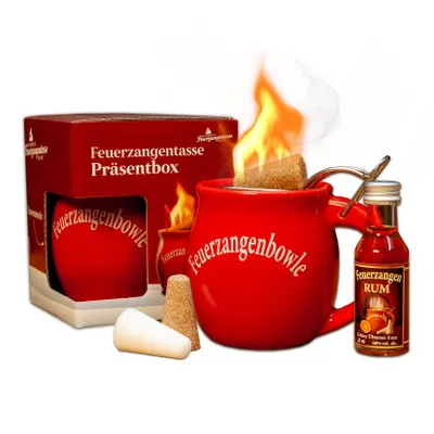 Produktbild von Feuerzangentasse 1er-Set | rot | mit Rum | Feuerzangenbowle-Set | Präsentbox
