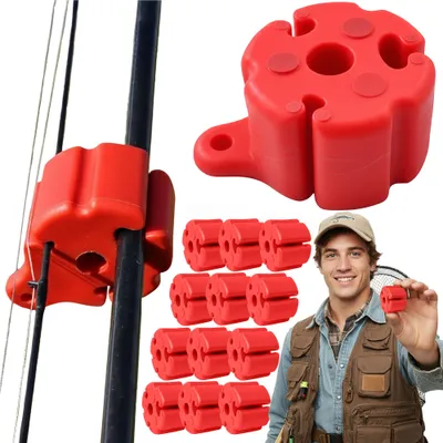 Immagine prodotto di Portacanna con palline in silicone READY - Portacanna per canne da pesca - Cinghia da cintura - Confezione da 12 pezzi - Portacanna rosso