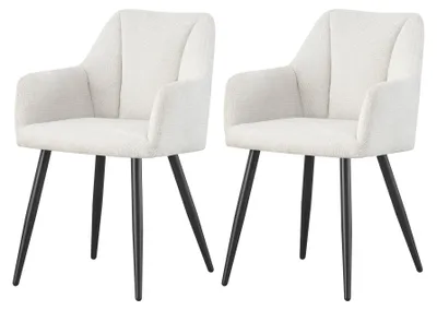 Produktbild von Stuhl 2er Set Bella Stühle in Creme - gemütliches Design -  B/H/T: 55x82x62 cm