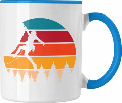 Produktbild von Trendation - Klettern Tasse Geschenk Outdoor Klettern Geschenkidee für Kletterer Grafik (Blau)