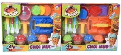 Obrázek produktu pro Sada plastelíny pro děti MIX 4 barvy s kuchyňskými doplňky