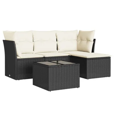 Immagine prodotto di vidaXL Set di divani da giardino 5 pezzi con cuscini in polirattan nero