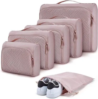 Produktbild von Famanu Reiseorganizer 6-teilig - Kofferorganizer mit Schuhbeutel - Rosa