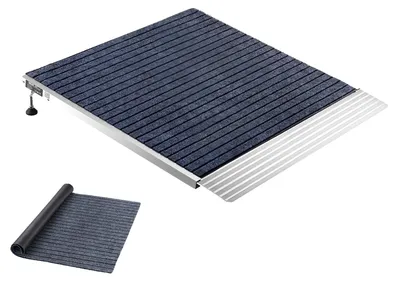 Produktbild von VEVOR Türschwellenrampe, 750 x 617 mm, Plattform-Aluminium-Rampe für Rollstühle, rutschfeste Türschwellenrampen, 340,2 kg Tragfähigkeit, für Haustüren, Bordsteine, Rollstühle, Gehhilfen, Scooter, Wagen