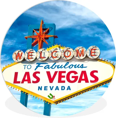 Obrázok produktu pre MuchoWow® Plastová stena kruh - Uvítací nápis Las Vegas - 60
