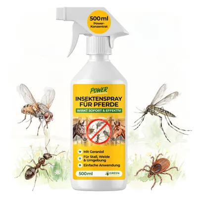 Produktbild von Green Guardia Insektenschutz Spray für Pferde 500 ml – Sprühfertiger Schutz vor Insekten & Ungeziefer – Pferde Insektenschutz, Pferde Insektenspray