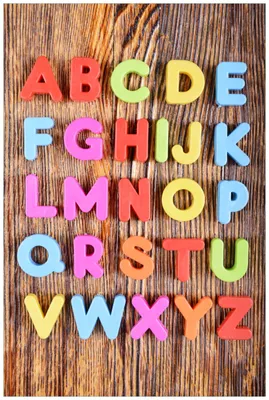 Produktbild von Wallario Wandbild aus Acryl, 90 x 60 cm, freischwebende Optik - Bunte Buchstaben - Alphabet auf Holz