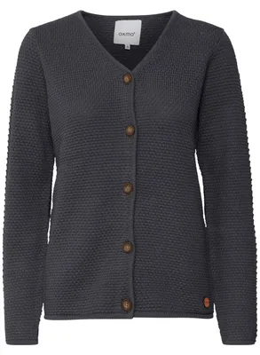 Produktbild von OXMO OXHelga Damen Strickjacke Feinstrick Cardigan Strickcardigan mit V-Ausschnitt Knöpfen 100% Baumwolle Regular fit