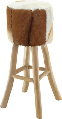 Produktbild von vidaXL Barhocker Ziegenleder und Teak Massivholz