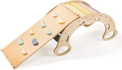 Immagine prodotto di Altalena Montessori 5in1 con tavola 2in1 - Pastello | la versatile altalena in legno (NUOVO)