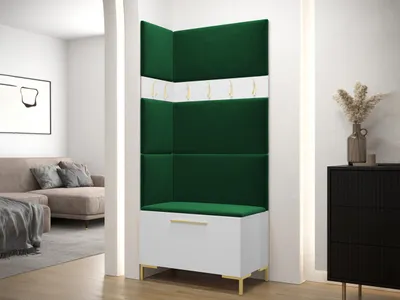 Obrázek produktu pro Stěna do chodby s čalouněnými panely ANDORA 4 - bílá / zelená