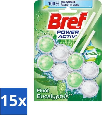 Productafbeelding van Bref ProNature - Toiletblok - Munt & Eucalyptus - 2 x 50 g - Voordeelverpakking - 15 stuks