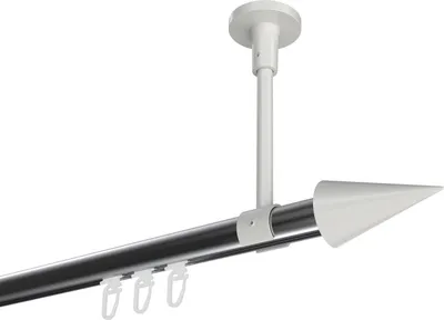 Produktbild von Interdeco Innenlaufstange / Gardinenstange mit Innenlauf Chrom / Weiß, Typ Sonette Savio (Kegel) Deckenmontage, 20 mm Ø 1-läufig, 240 cm