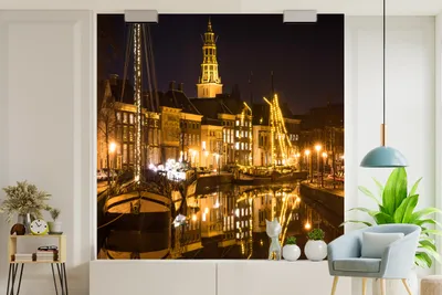 Productafbeelding van Fotobehang met nachtlicht, 260 cm x 260 cm