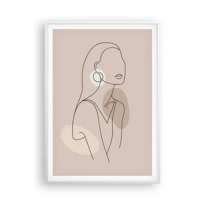 Produktbild von Gerahmtes Poster - Weißer Rahmen - Stück Linie Frau - 70x100 cm - Wand Bild - Wanddeko - Wandbilder - Kunstposter - Wandposter - Bilderrahmen - Bilder - Kunstdruck - Wanddekoration - P2WPA70x100-4766